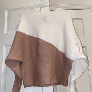 Primark Colorblock Beige White Batwing Sweater - Size S